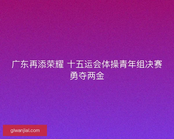 广东再添荣耀 十五运会体操青年组决赛勇夺两金
